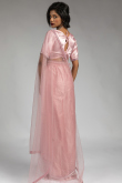 Light Pink Net Saree with Stone Work for Party