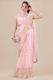 Light Pink Net Sequins Embroidered Fancy Saree 