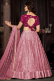 Light Pink Net Lehenga with Lace and Zari Embroidery