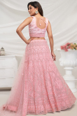 Light Pink Net Sequins Embroidered Panelled Style Lehenga 