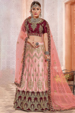 Light Pink Satin Floor Length Lehenga