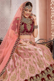 Light Pink Satin Floor Length Lehenga