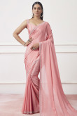 Light Pink Satin Stone Embellished Sangeet Saree 