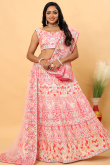 Light Pink Sequins Embroidered Georgette Lehenga For Sangeet 
