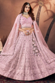 Light Pink Sequins Embroidered Net Bridesmaid Lehenga 