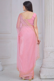 Light Pink Shimmer Chiffon Saree With Cutdana Work