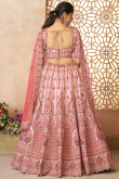 Light Pink Silk Blend Embroidered Flared Style Lehenga