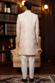 Light Pink Silk Blend Weaved Straight Cut Men's Sherwani