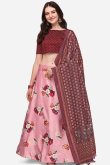 Light Pink Silk Digital print A-Line Style Lehenga