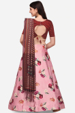 Light Pink Silk Digital print A-Line Style Lehenga