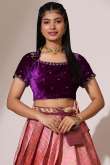 Light Pink Silk Embroidered A Line Lehenga 