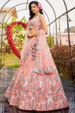 Light Pink Silk Lehenga with Sequins, Zari, and Stone Work