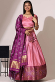 Light Pink Silk Woven Zari A Line Lehenga 