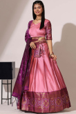 Light Pink Silk Woven Zari A Line Lehenga 