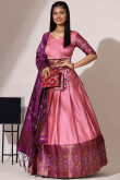 Light Pink Silk Woven Zari A Line Lehenga 