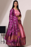 Light Pink Silk Woven Zari A Line Lehenga 