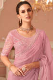 Light Pink Tissue Saree with Zari Work for Diwali Festive Look