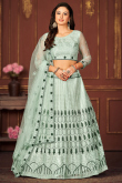 Light Pistachion Green Embroidered A-Line Net Lehenga 