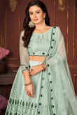 Light Pistachion Green Embroidered A-Line Net Lehenga 