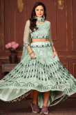 Light Pistachion Green Embroidered A-Line Net Lehenga 