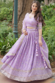 Light Purple A Line Silk Lehenga for Wedding 