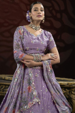 Light Purple Chinnon Embroidered Panelled Style Lehenga