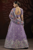 Light Purple Chinnon Embroidered Panelled Style Lehenga