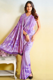 Light Purple Crepe Saree For Casual Wear With Printed Work
