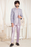 Light Purple Dupion Silk Weaved Thread Men's Sherwani 
