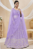 Light Purple Embroidered Flared Style Georgette Lehenga 
