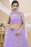 Light Purple Embroidered Flared Style Georgette Lehenga 