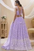 Light Purple Embroidered Flared Style Georgette Lehenga 