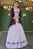 Sequins Work Light Purple Lehenga in Georgette for Wedding 