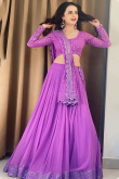 Light Purple Georgette Lehenga with Sequins Work for Diwali