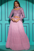 Light Purple Georgette Lehenga With Sequins Work For Diwali