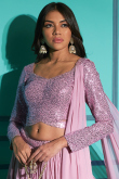 Light Purple Georgette Lehenga With Sequins Work For Diwali