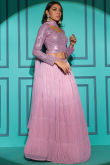 Light Purple Georgette Lehenga With Sequins Work For Diwali