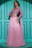 Light Purple Georgette Lehenga With Sequins Work For Diwali