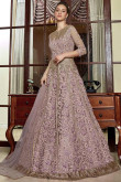 Light Purple Net Anarkali Suit With Dori Work