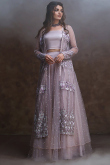 Light Purple Net Embroidered Designer Lehenga