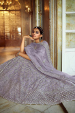 Light Purple Organza Embroidered Lehenga