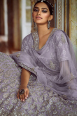 Light Purple Organza Embroidered Lehenga