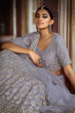 Light Purple Organza Embroidered Lehenga