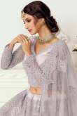 Light Purple Net Floor Length Lehenga with Stone embroidery