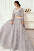 Light Purple Net Floor Length Lehenga with Stone embroidery