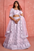 Light Purple Net Lehenga With Sequins Work For Weddings