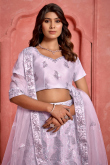 Light Purple Net Lehenga With Sequins Work For Weddings