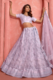 Light Purple Net Lehenga With Sequins Work For Weddings