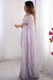 Light Purple Net Saree With Sequins Work For Diwali Party