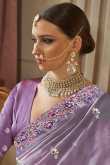 Light Purple Organza Saree with Sequins Work for Diwali